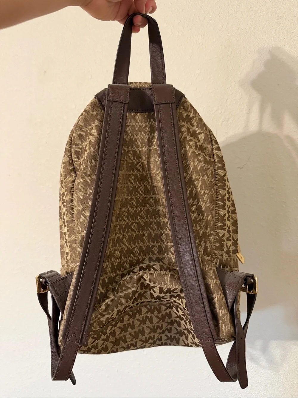 Michael Kors Tan/Brown MK Monogram Backpack